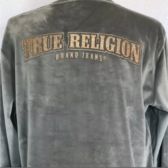 True Religion Tops - True Religion Gold Glitter Velvet Pullover Sz S